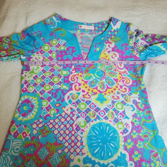 Jude Connally Colorful Printed Medallion Dress 3/4 Sleeves Women's Size Small - Picture 10 of 13